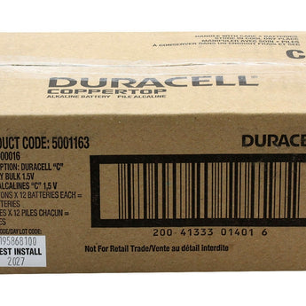Duracell Coppertop Duralock MN1400 C Cell 1.5V Alkaline Button Top Battery - Assembled in the USA with Foreign and Domestic Parts - Contractor Pack Priced Per Cell