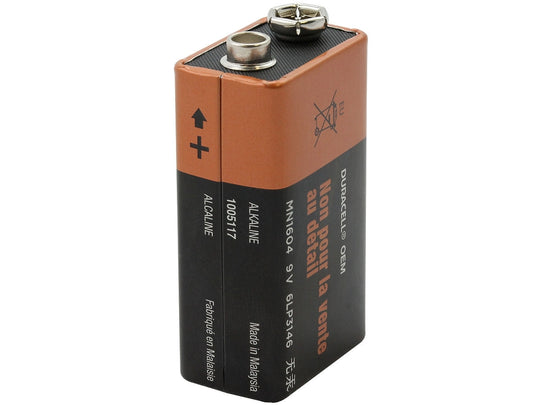 Duracell MN1604 9V Alkaline Battery with Snap Connectors - Bulk MOQ 210