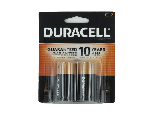 Duracell Coppertop Duralock MN1400-B2 C-cell 1.5V Alkaline Button Top Batteries (MN1400B2) - 2 Piece Retail Card