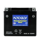 Motocross AGM High Performance YTX12-BS 180CCA 10Ah 12V Rechargeable Sealed Lead Acid (SLA) Battery - NB Terminal