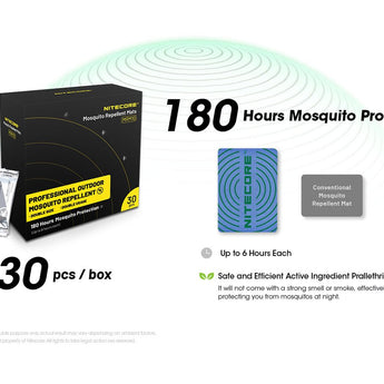 Nitecore Replacement Mosquito Repellent Mats for the EMR05, EMR06, EMR10 and EMR20 - 30pcs (MRM10)