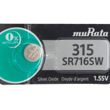 Sony/MuRata SR716SW 315 23mAh 1.55V Silver Oxide Watch Battery - 1 Piece Tear Strip, Sold Individually