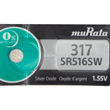 Sony/MuRata SR516SW 317 11.5mAh 1.55V Silver Oxide Watch Battery - 1 Piece Tear Strip, Sold Individually