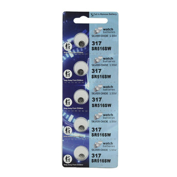 Sony/MuRata SR516SW 317 11.5mAh 1.55V Silver Oxide Watch Battery - 1 Piece Tear Strip, Sold Individually