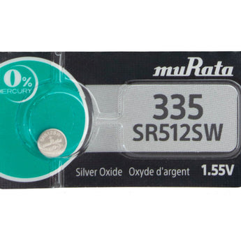 Sony/MuRata SR512SW 335 6mAh 1.55V Silver Oxide Watch Battery - 1 Piece Tear Strip, Sold Individually