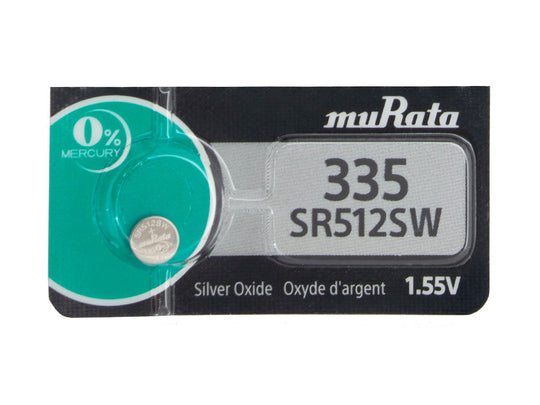 Sony/MuRata SR512SW 335 6mAh 1.55V Silver Oxide Watch Battery - 1 Piece Tear Strip, Sold Individually