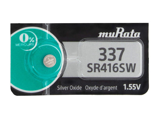 Sony/MuRata SR416SW 337 8.3mAh 1.55V Silver Oxide Watch Battery - 1 Piece Tear Strip, Sold Individually
