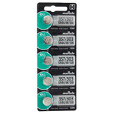 MuRata SR44W 357 303 160mAh 1.55V Silver Oxide Watch Battery - 1 Piece Tear Strip, Sold Individually