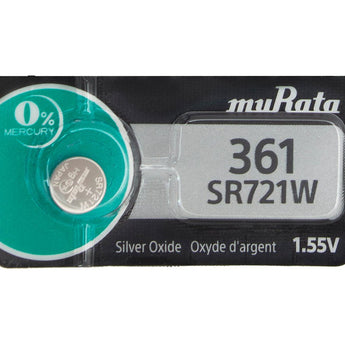 Sony/MuRata SR721W 361 24mAh 1.55V Silver Oxide Watch Battery - 1 Piece Tear Strip