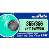 MuRata SR1116W 365 33mAh 1.55V Silver Oxide Watch Battery - 1 Piece Tear Strip