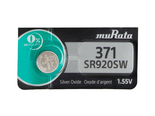 MuRata SR920SW 371 44mAh 1.55V Silver Oxide Watch Battery - 1 Piece Tear Strip, Sold Individually