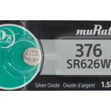 MuRata SR626W 376 28mAh 1.55V Silver Oxide Watch Battery - 1 Piece Tear Strip