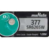 MuRata SR626SW 377 28mAh 1.55V Silver Oxide Watch Battery - 1 Piece Tear Strip, Sold Individually