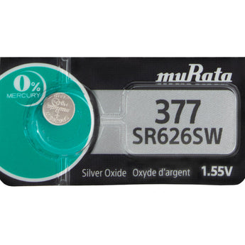 MuRata SR626SW 377 28mAh 1.55V Silver Oxide Watch Battery - 1 Piece Tear Strip, Sold Individually