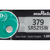 MuRata SR521SW 379 16mAh 1.55V Silver Oxide Button Cell Battery - 1 Piece Tear Strip, Sold Individually
