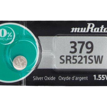 MuRata SR521SW 379 16mAh 1.55V Silver Oxide Button Cell Battery - 1 Piece Tear Strip, Sold Individually
