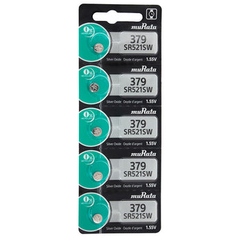 MuRata SR521SW 379 16mAh 1.55V Silver Oxide Button Cell Battery - 1 Piece Tear Strip, Sold Individually