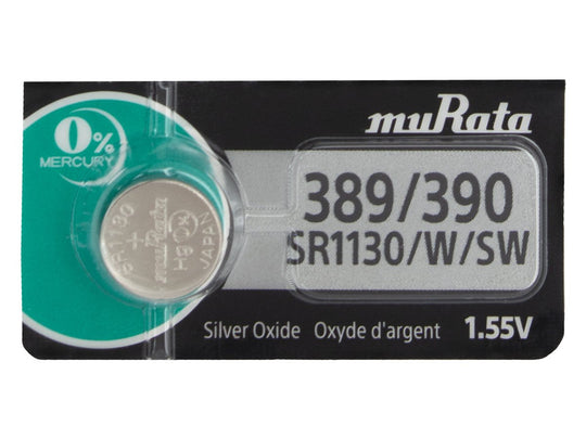 MuRata SR1130 389 82mAh 1.55V Silver Oxide Watch Battery - 1 Piece Tear Strip
