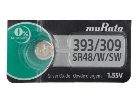 MuRata SR48W 393 42mAh 1.55V Silver Oxide Watch Battery - 1 Piece Tear Strip