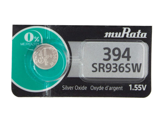 MuRata SR936SW 394 70mAh 1.55V Silver Oxide Watch Battery - 1 Piece Tear Strip