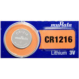 MuRata CR1216 30mAh 3V Lithium Primary (LiMnO2) Coin Cell Watch Battery - 1 Piece Tear Strip, Sold Individually
