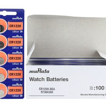 MuRata CR1220 40mAh 3V Lithium Primary (LiMnO2) Coin Cell Watch Battery - 1 Piece Tear Strip, Sold Individually