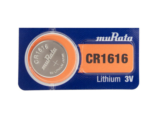 MuRata CR1616 60mAh 3V Lithium Primary (LiMnO2) Coin Cell Watch Battery - 1 Piece Tear Strip, Sold Individually