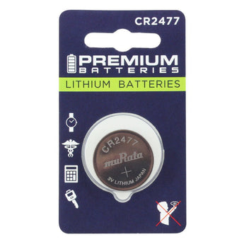 MuRata CR2477x 1000mAh 3V Lithium Primary (LiMnO2) Coin Cell Watch Battery - 1 Piece Retail Card
