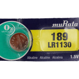 MuRata LR1130 1.5V Alkaline Coin Cell Battery - 1 Piece Tear Strip