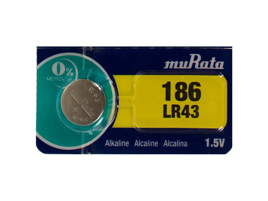 Sony/MuRata LR43 1.5V Alkaline Coin Cell Battery - 1 Piece Tear Strip