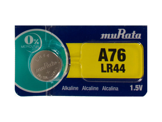 MuRata LR44 1.5V Alkaline Coin Cell Battery - 1 Piece Tear Strip