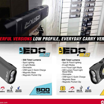 STKR LP EDC 5.0 USB-C Rechargeable Low Profile Flashlight - 500 Lumens - Uses Built-in Li-ion Battery Pack