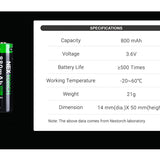 Nextorch 14500 880mAh 3.6V Lithium Ion (Li-ion) Button Top Battery with USB-C Charging Port