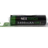 Nextorch 18650 3400mAh 3.6V Lithium Ion (Li-ion) Button Top Battery with USB-C Charging Port