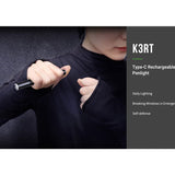 Nextorch K3RT USB-C Rechargeable LED Penlight - CREE XP-G3 - 330 Lumens - Uses Built-in 320mAh Li-ion Battery Pack