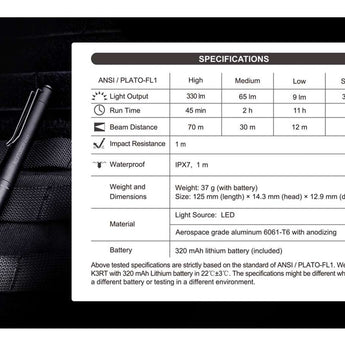 Nextorch K3RT USB-C Rechargeable LED Penlight - CREE XP-G3 - 330 Lumens - Uses Built-in 320mAh Li-ion Battery Pack