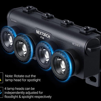 Nextorch P20 Focusable LED Shield Light - 4000 Lumens - Osram P9 - Includes 2 x USB-C Rechargeable 21700