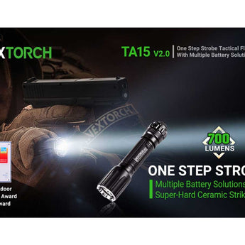 Nextorch TA30 Max LED Tactical Flashlight - 2100 Lumens - CREE XHP50.2 - Includes 1 x USB-C Rechargeable 21700