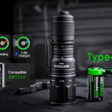 Nextorch TA20 USB-C Rechargeable LED Flashlight - 1000 Lumens - Osram P9 - Includes 1 x 16340