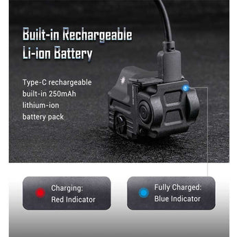 Nextorch WL22 USB-C Rechargeable LED Weapon Light - 650 Lumens - Osram P9 - Includes Built-In Li-ion Battery Pack - With Choice of Red or Green Laser