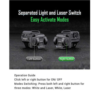 Nextorch WL22 USB-C Rechargeable LED Weapon Light - 650 Lumens - Osram P9 - Includes Built-In Li-ion Battery Pack - With Choice of Red or Green Laser