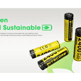 Nitecore NH2400 AA 2400mAh / 3600mWh 1.5V Rechargeable Protected Lithium-Ion Button Top Battery Kit - Includes 4 x AA Batteries and 1 x USB-C Charging Cable