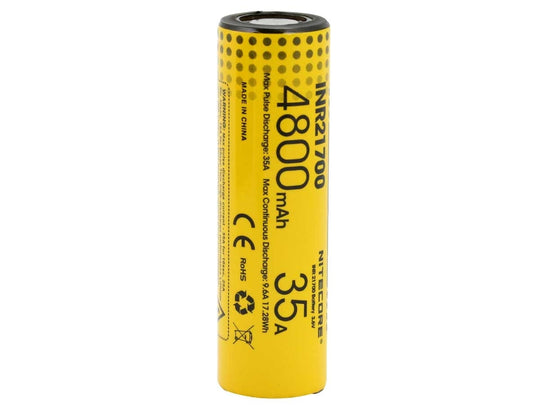 Nitecore INR 21700 4800mAh 3.6V Unprotected High-Drain 35A Lithium Ion (Li-ion) Flat Top Battery