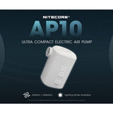 Nitecore AP10 USB-C Rechargeable Ultra Compact Electric Air Pump - Uses Built-in 3600mAh Li-ion Battery Pack