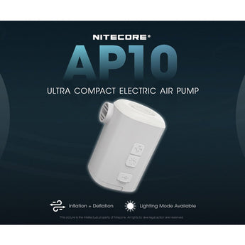 Nitecore AP10 USB-C Rechargeable Ultra Compact Electric Air Pump - Uses Built-in 3600mAh Li-ion Battery Pack