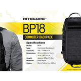 Nitecore BP18 Commuter Backpack - 18L - Black