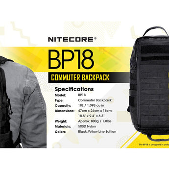Nitecore BP18 Commuter Backpack - 18L - Black