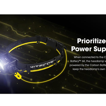 Nitecore Carbon Battery 6K USB-C Rechargeable Extended Runtime Headlamp Kit for the NU40, NU43, NU50 and HC65 UHE