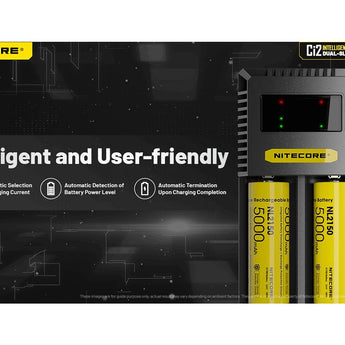 Nitecore Ci2 Dual-Slot USB-C Smart Charger for Li-ion, Ni-Cd and NiMH Batteries
