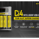 Nitecore Ci4 Four-Slot USB-C Smart Charger for Li-ion, Ni-Cd and NiMH Batteries